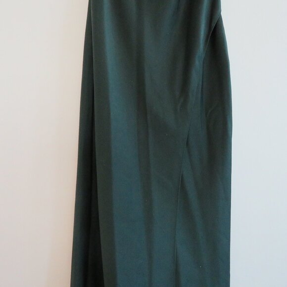 BHLDN Dylan One-Shoulder Satin Charmeuse Side-Slit Bridesmaid Gown Dark Emerald - Picture 11 of 16